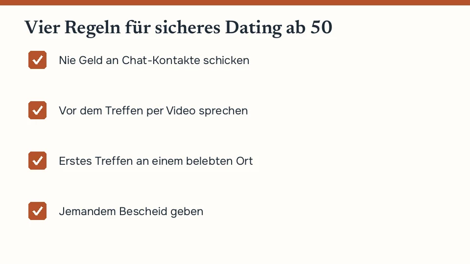 Vier Regeln für sicheres Dating ab 50